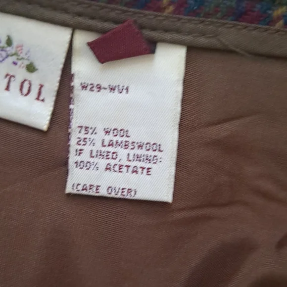 Green And Red Plaid Wool Faux Wrap Vintage School Girl Maxi Skirt with Fringe - Picture 10 of 11